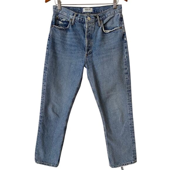 Agolde Riley High Rise Straight Crop Jean US 28 Blue Denim 100% Organic Cotton - Picture 15 of 16